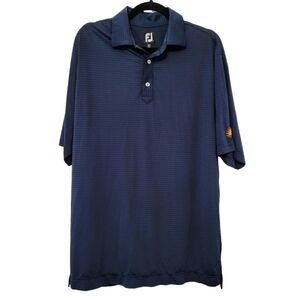 FootJoy Dark Blue Stripe Golf Polo, Size‎ L, Small Sleeve Embroidery Performance